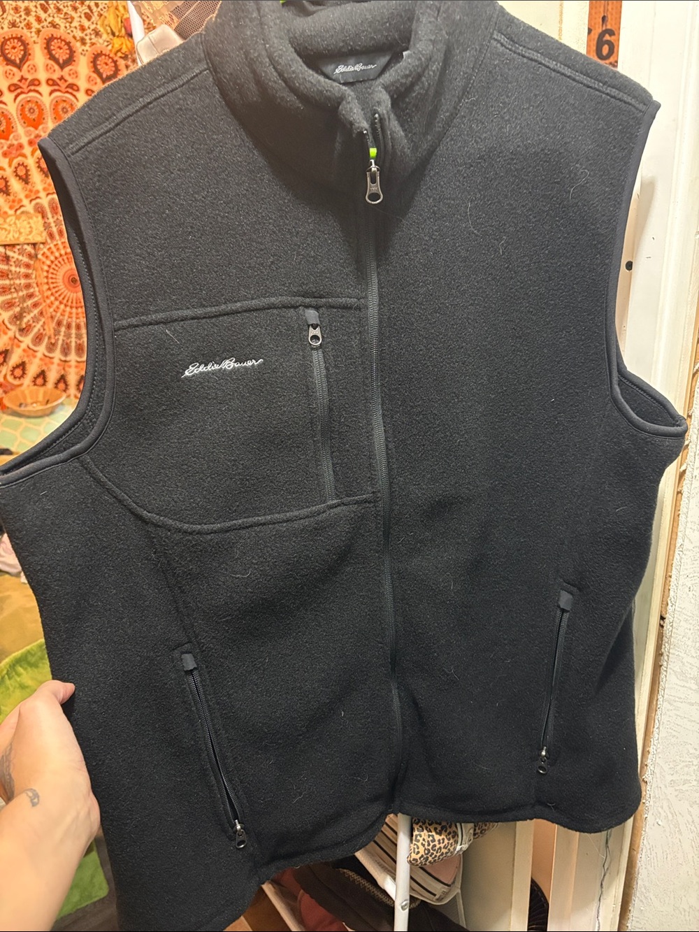 Eddie Bauer Black Full-Zip Fleece Vest